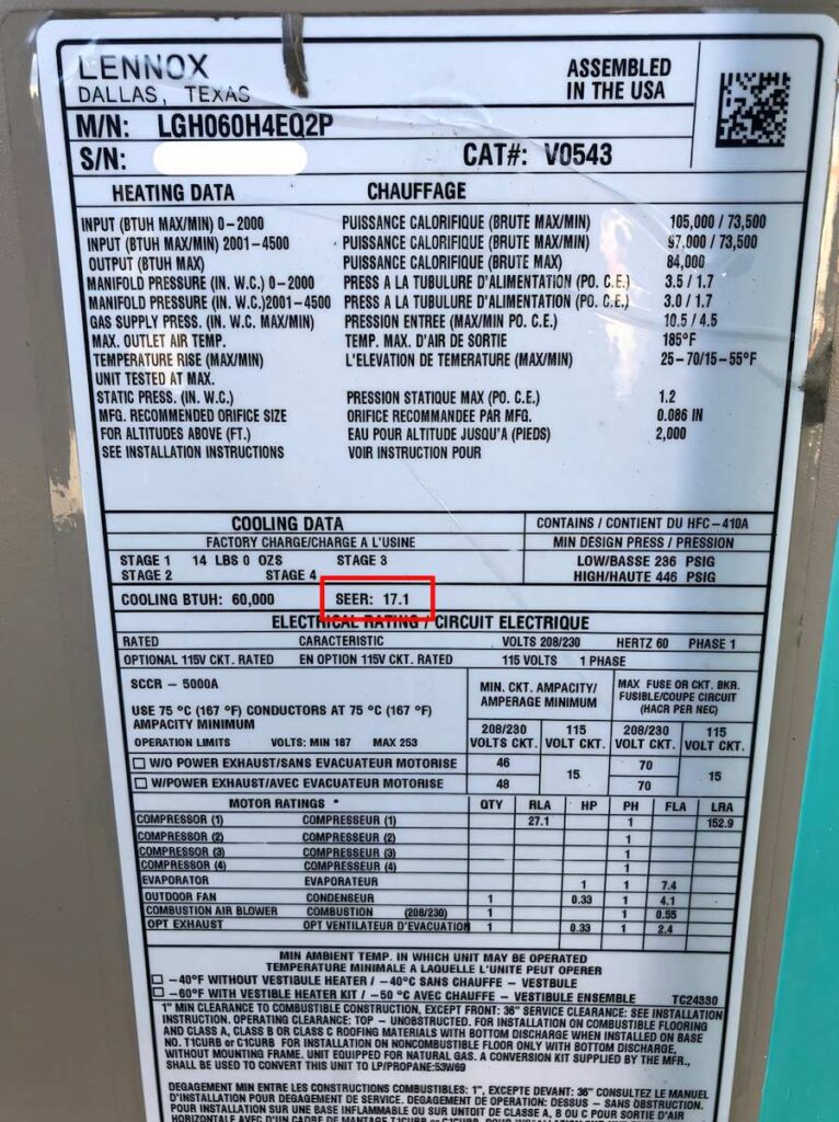 How to Find The SEER Rating Lennox AC